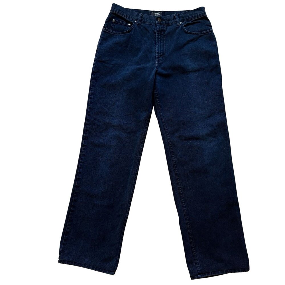 Mens FENDI Blue Denim Regular Fit Jeans 33x30 Made in Italy Italian Designer